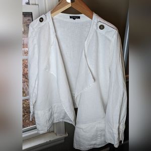2X 100% linen For Cynthia women, long sleeve jacket with pockets.